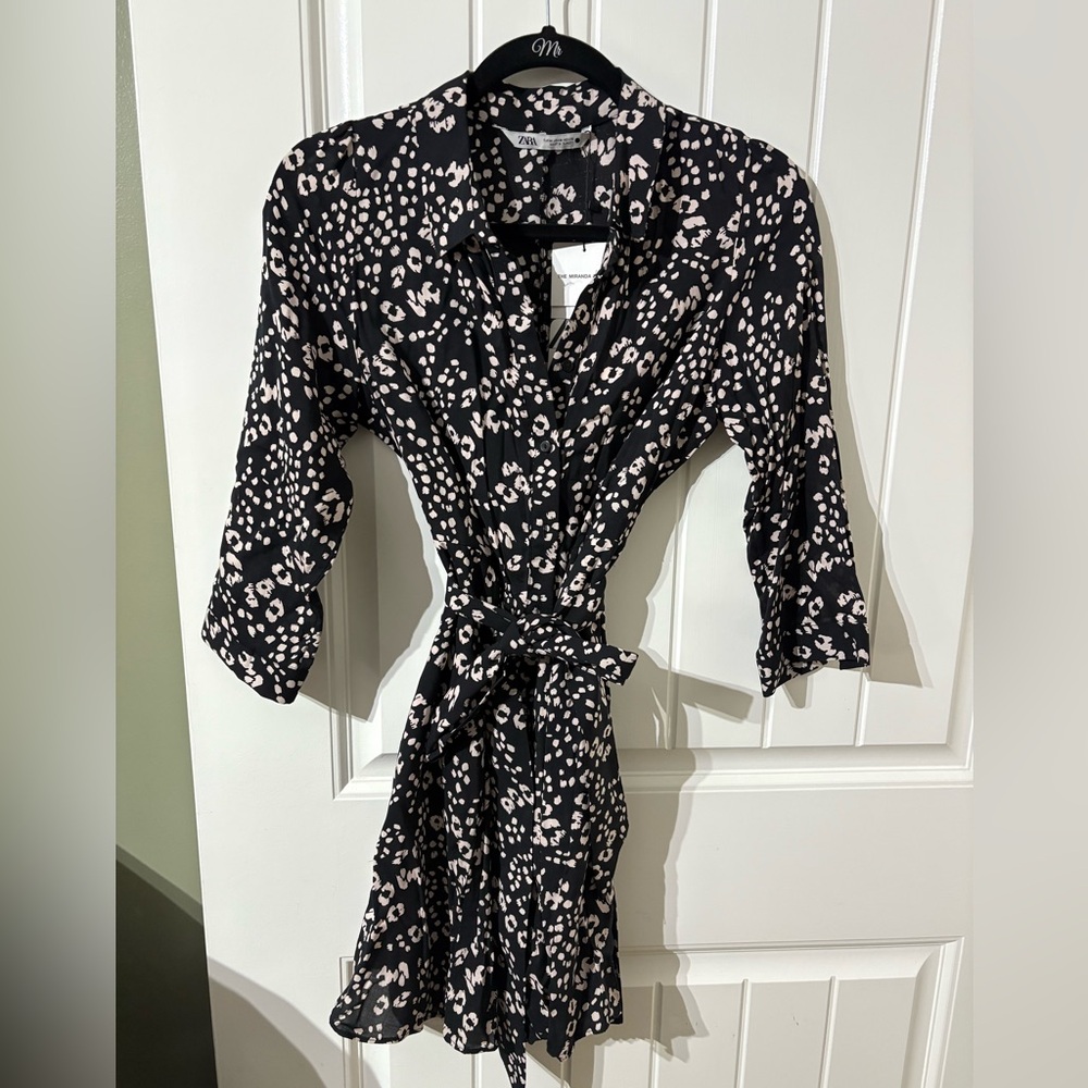 Zara Black and White Patterned Dress